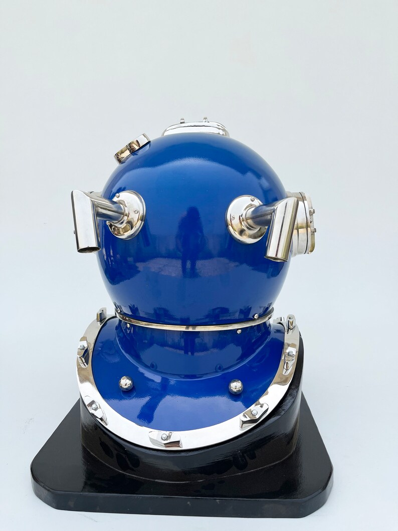Deep Sea Diving Helmet with Dark Blue Finish and Black Base view 3