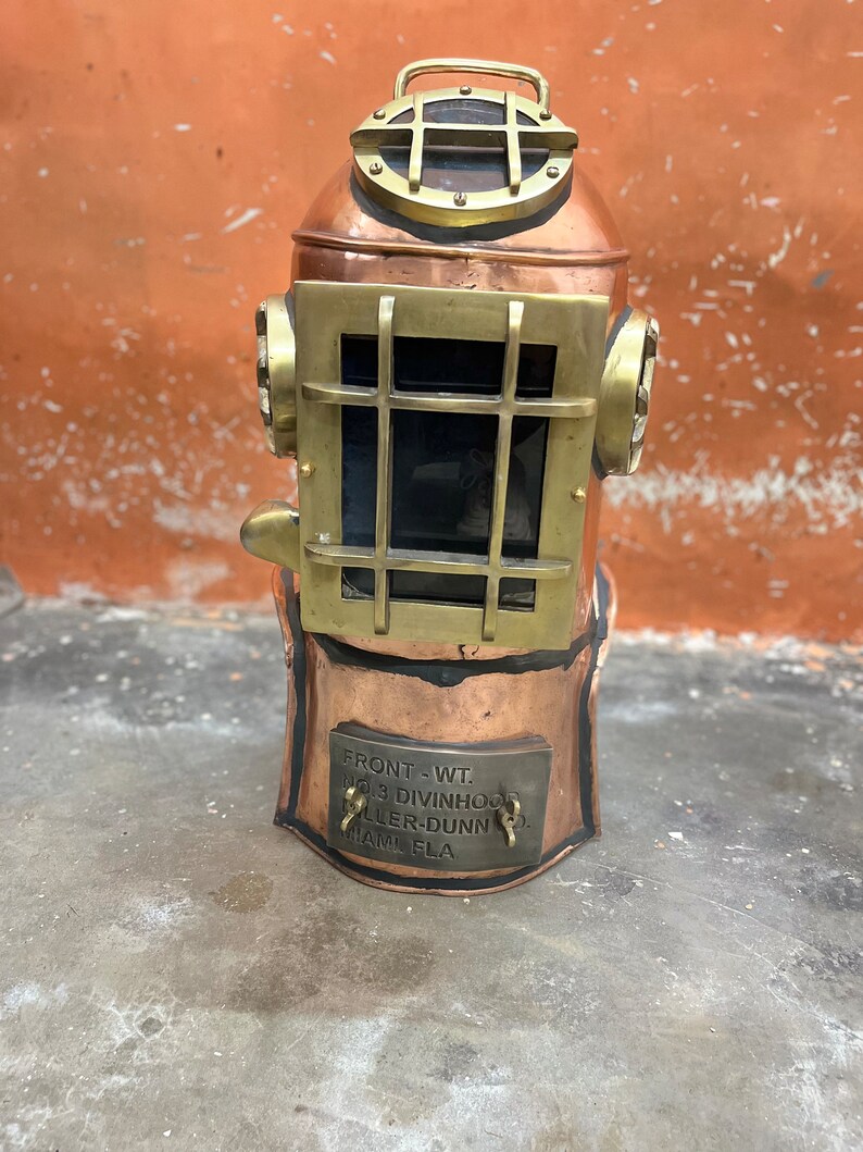 Life-Size Copper Diving Helmet Replica at 24 Inches view 2