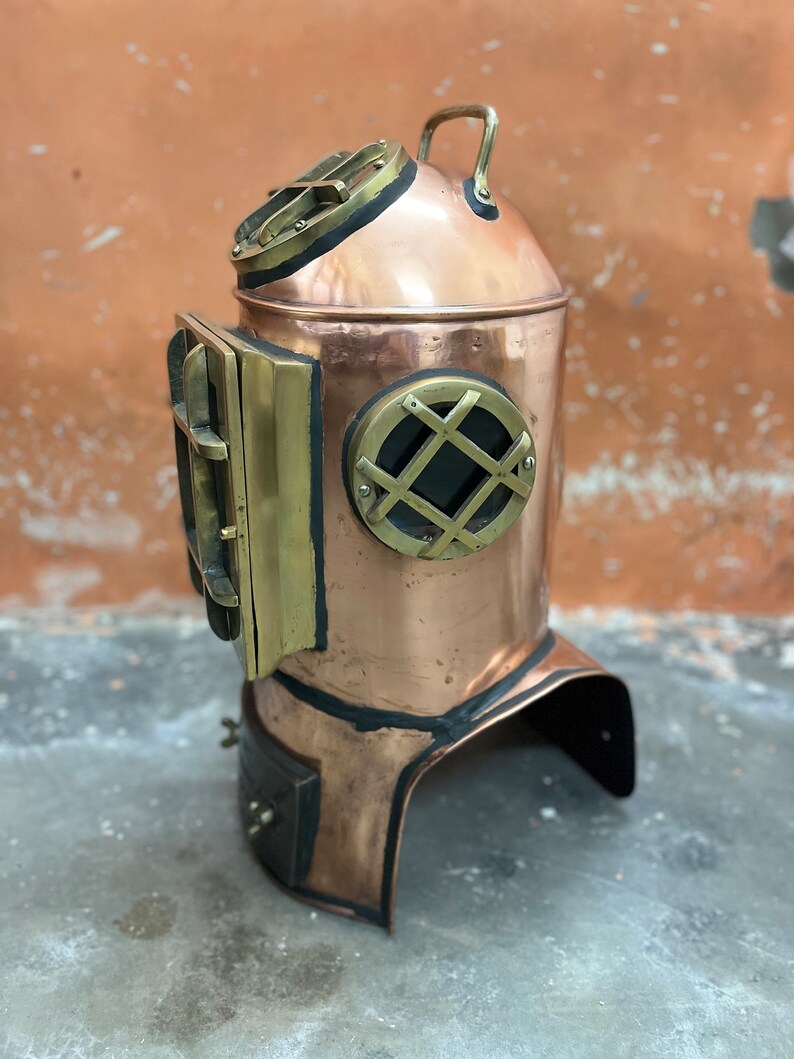 Life-Size Copper Diving Helmet Replica at 24 Inches view 3