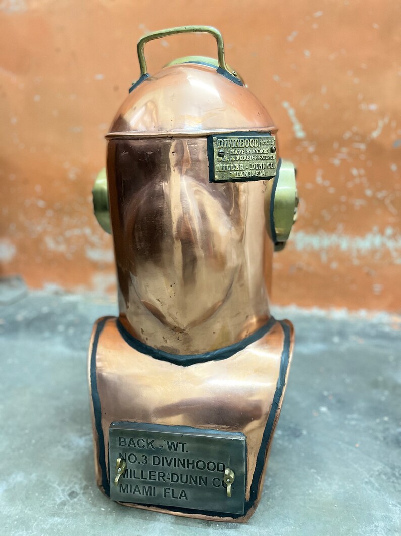 Life-Size Copper Diving Helmet Replica at 24 Inches view 5