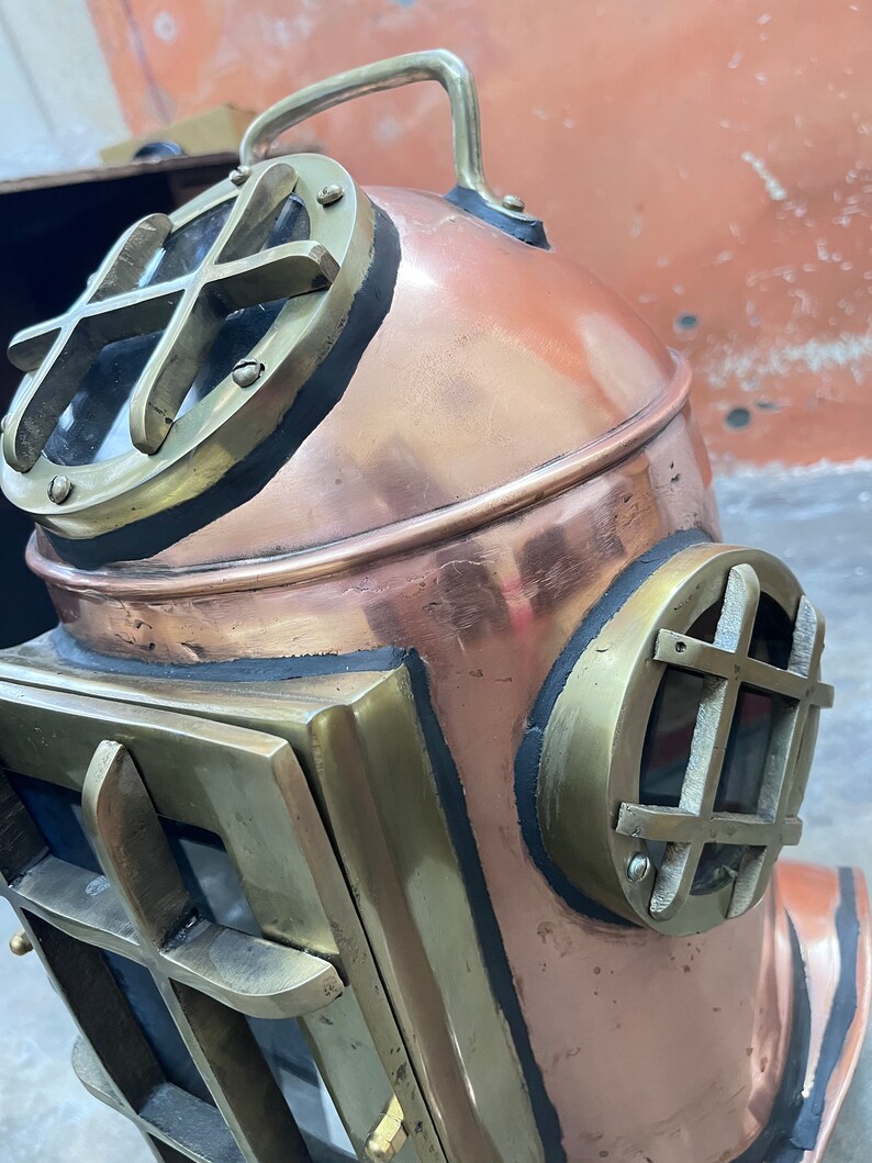 Life-Size Copper Diving Helmet Replica at 24 Inches view 10