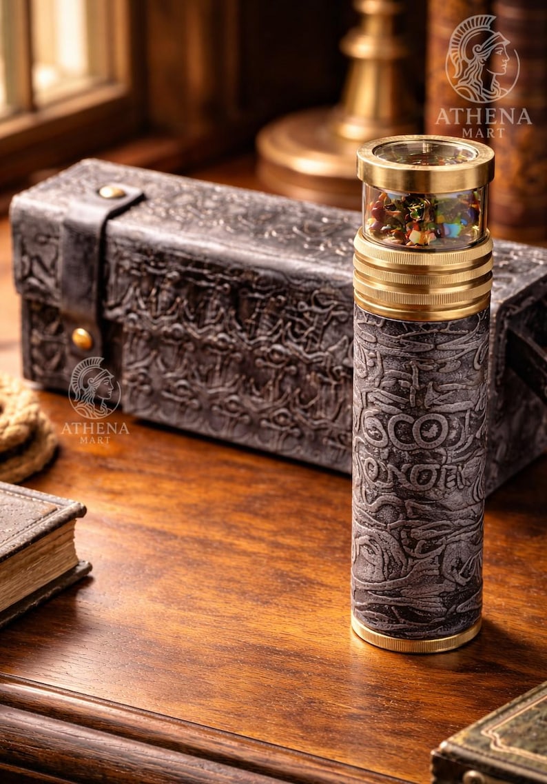 Leather-Wrapped Brass Liquid Kaleidoscope view 2