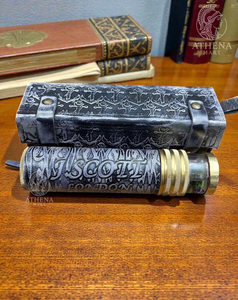 Leather-Wrapped Brass Liquid Kaleidoscope view 4