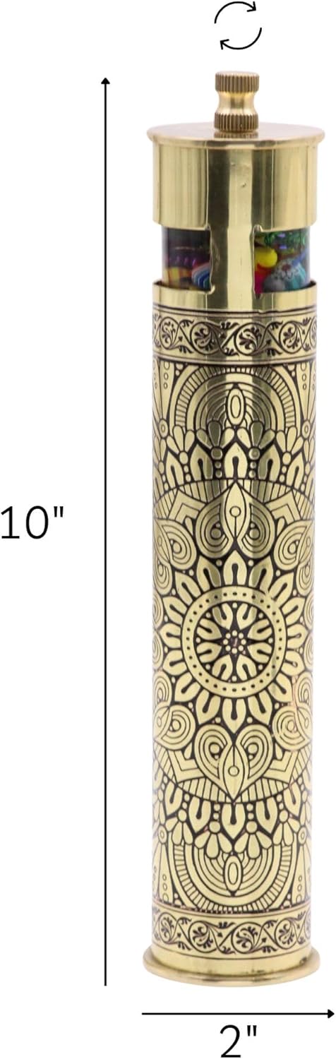 Brass Star Mandala Kaleidoscope with Oil-Filled Cells view 2