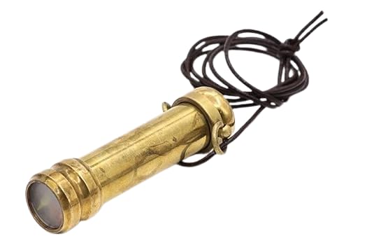 Miniature Brass Kaleidoscope Pendant with Leather Cord view 2