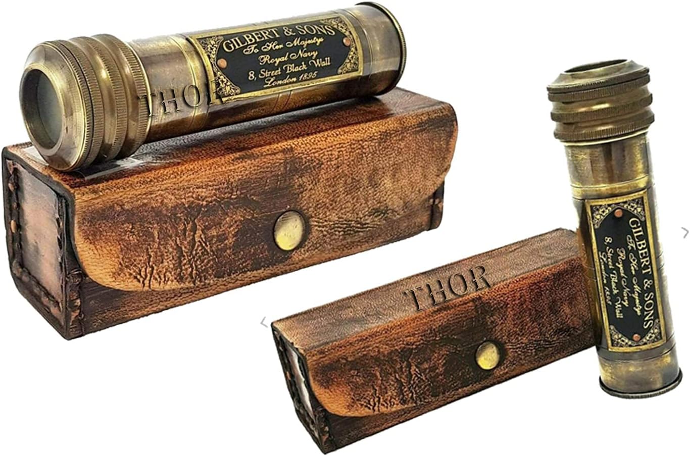 Etched Brass Kaleidoscope with Leather Gift Box view 3