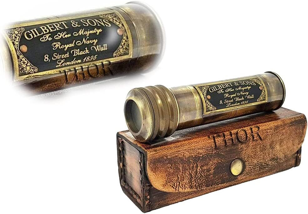 Etched Brass Kaleidoscope with Leather Gift Box view 7
