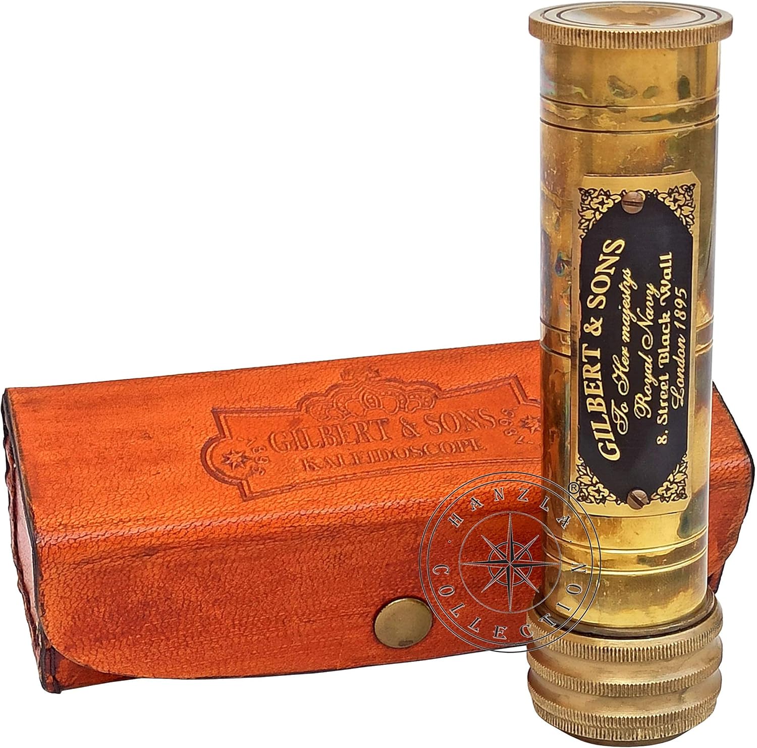 Antique Brass Kaleidoscope with Leather Case view 6
