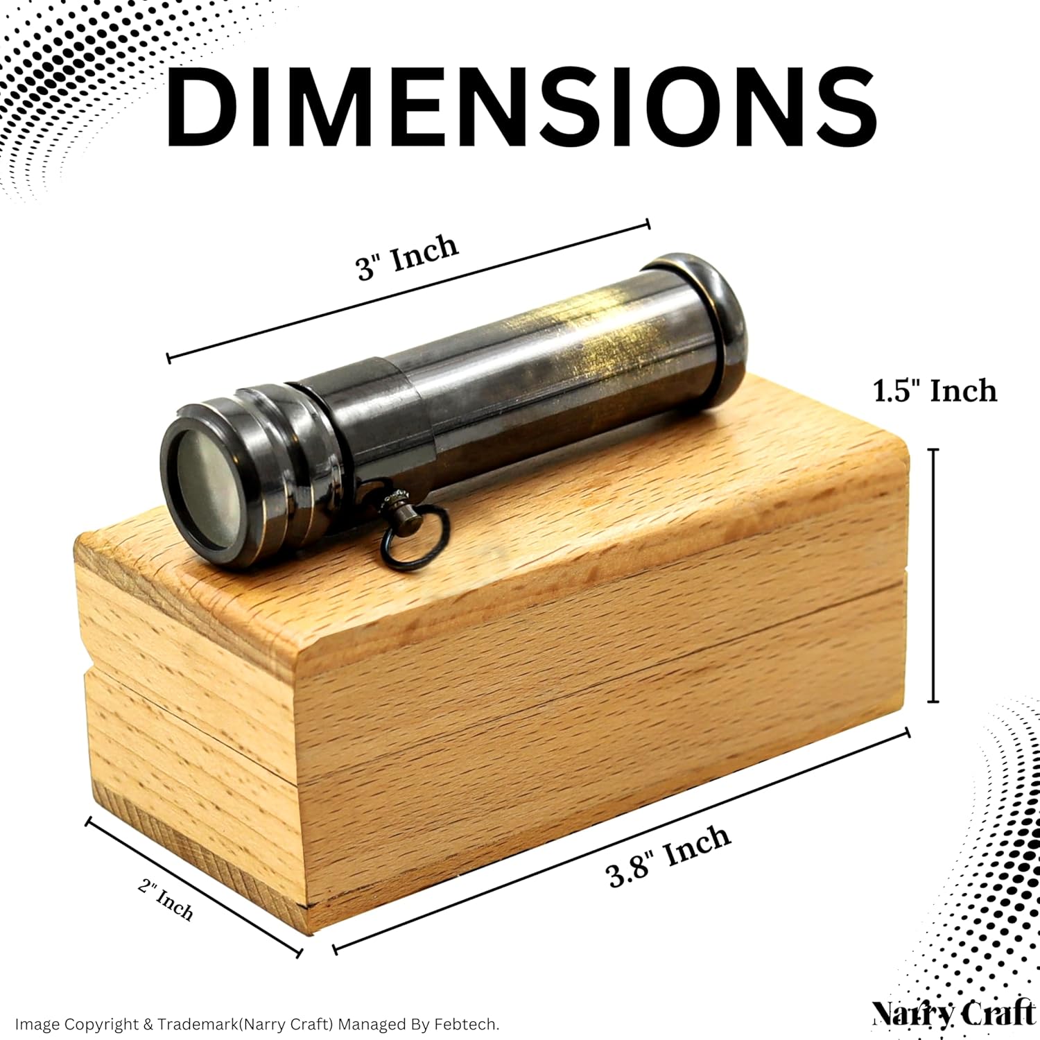 Brass Kaleidoscope with Optical Glass Lens and Wooden Box view 2