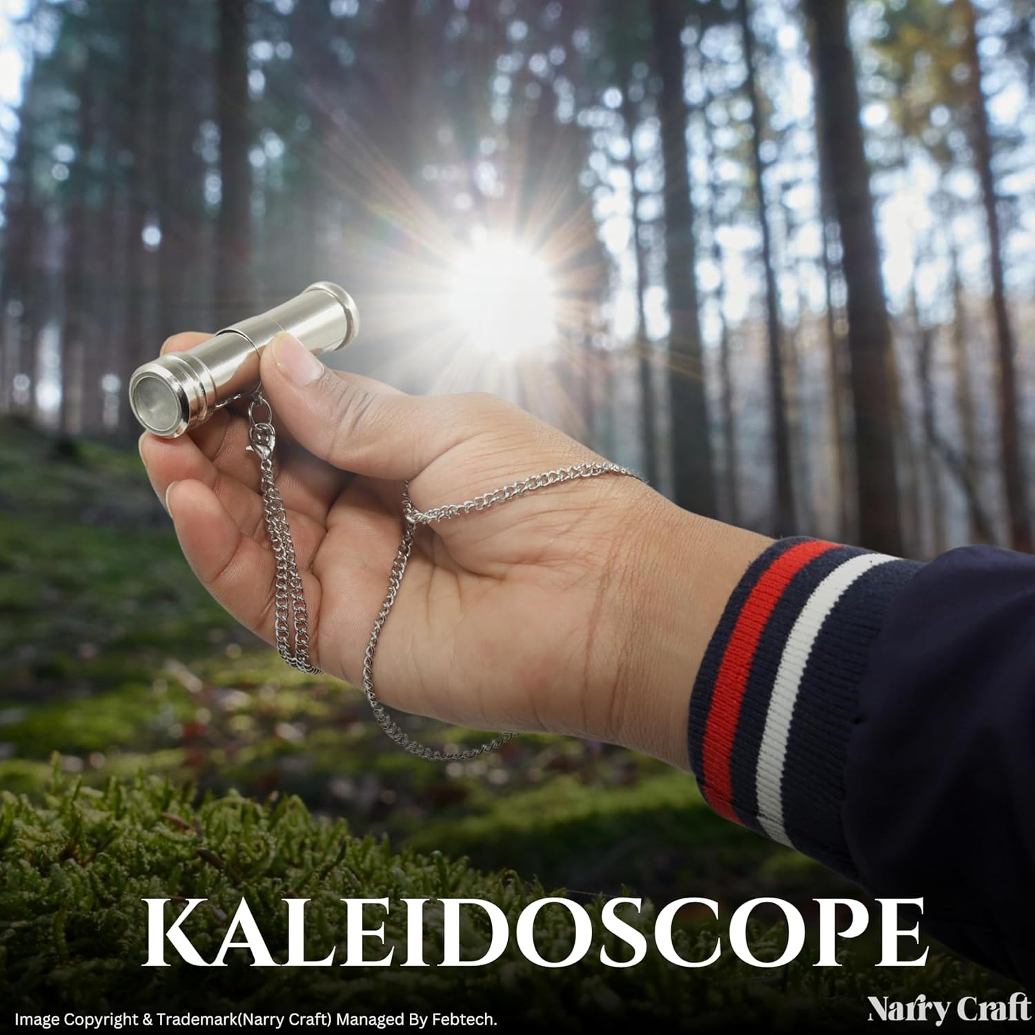 Brass Kaleidoscope with Optical Glass Lens and Wooden Box view 5