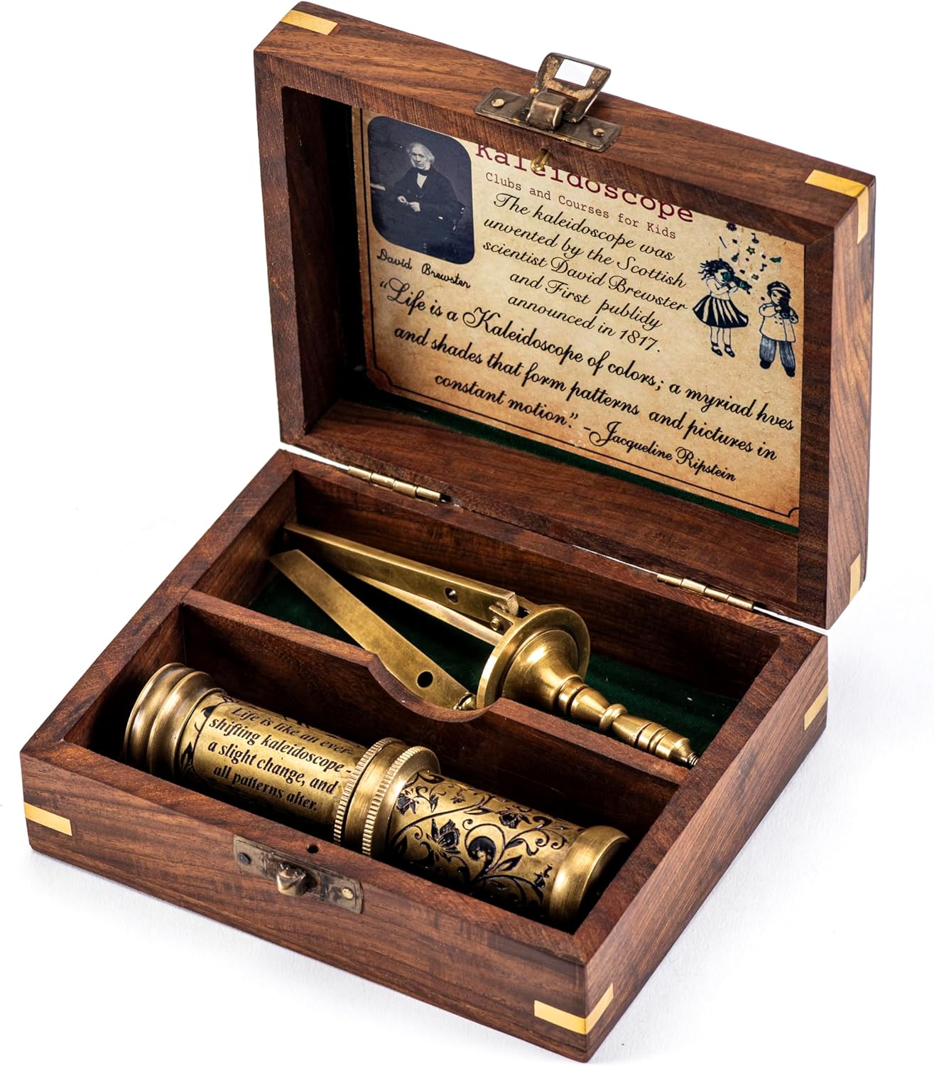 Antique Brass Kaleidoscope with Engraved Detail view 3