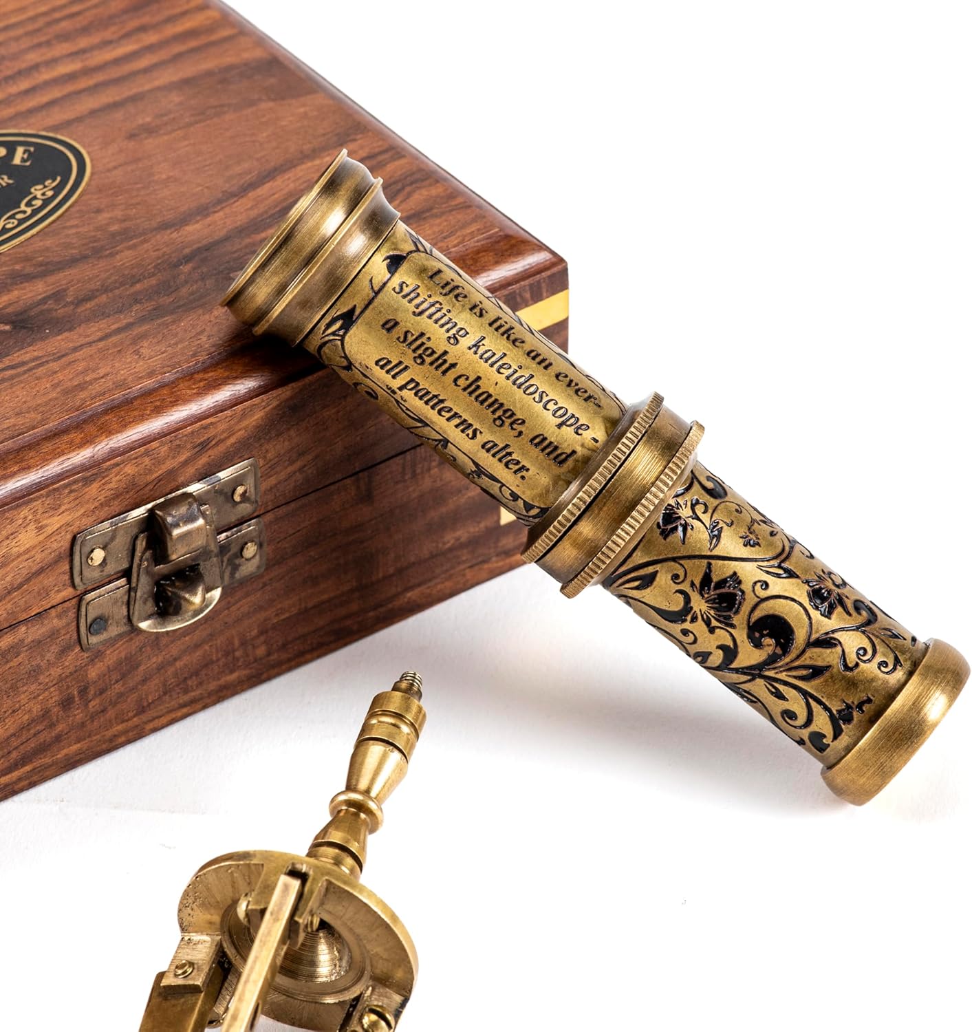 Antique Brass Kaleidoscope with Engraved Detail view 7
