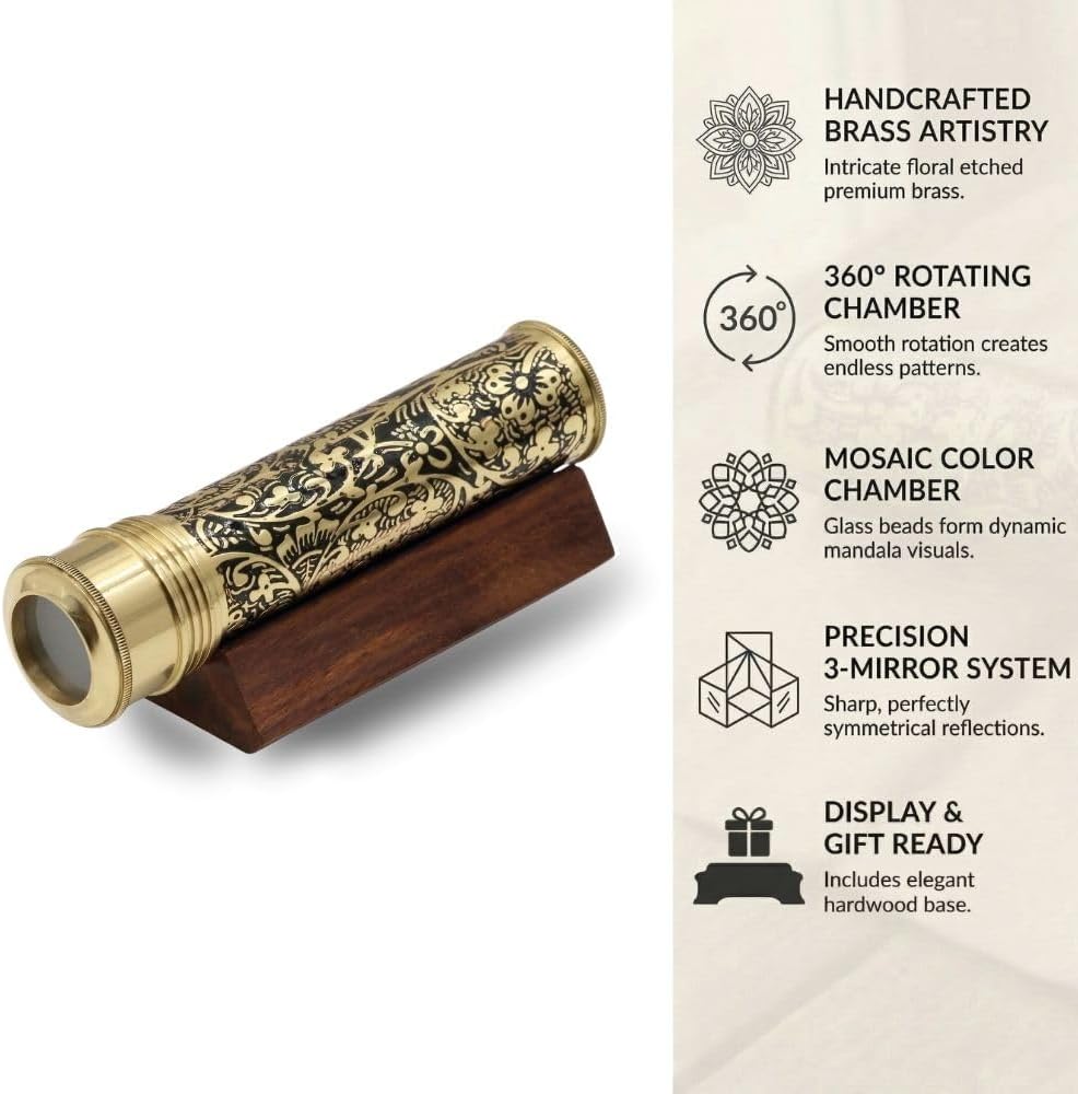 Etched Brass Kaleidoscope with Lampwork Glass Beads view 6