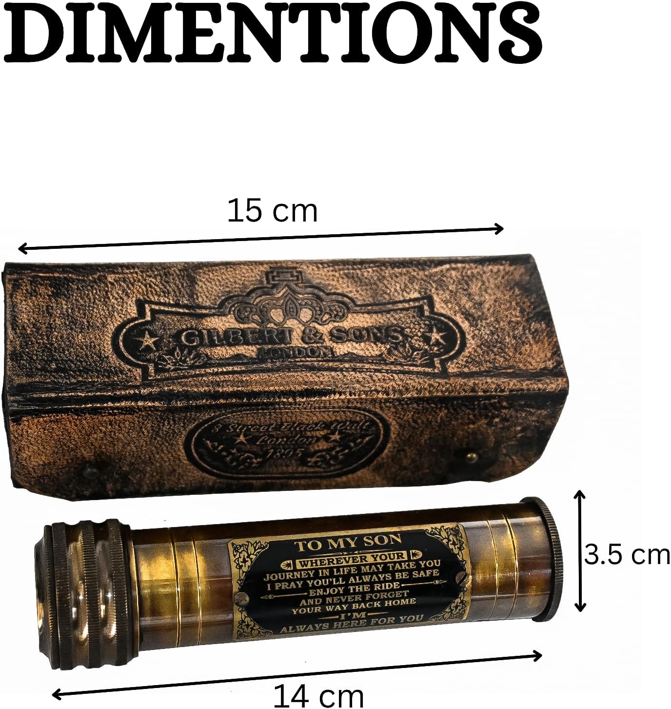 Handcrafted Brass Kaleidoscope with Leather Case view 2