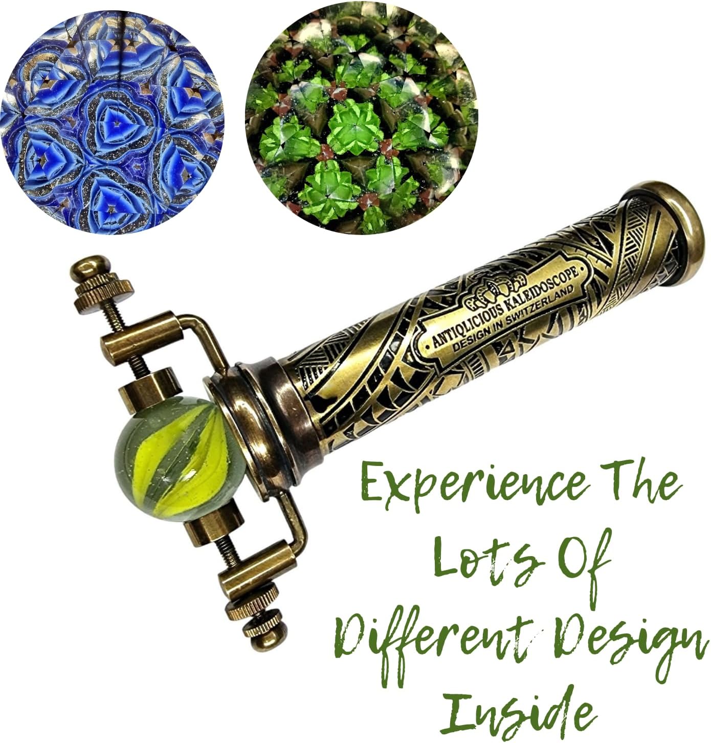 Brass Kaleidoscope with Twisting Glass Ball Eyepiece view 3