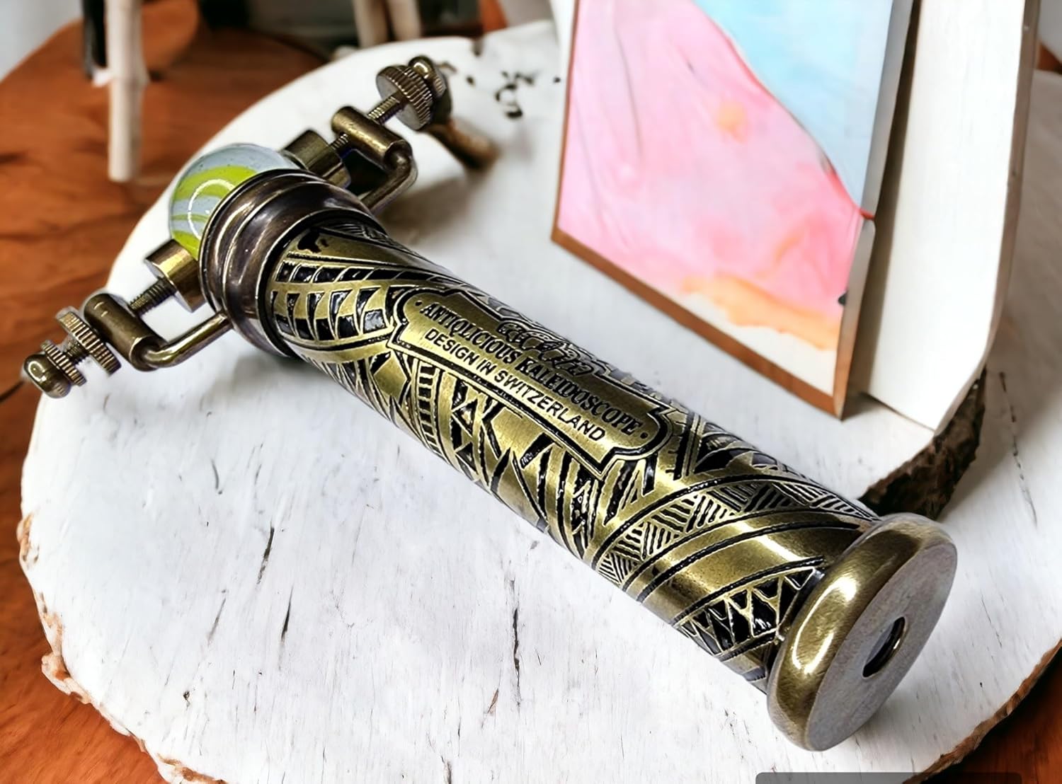 Brass Kaleidoscope with Twisting Glass Ball Eyepiece view 8