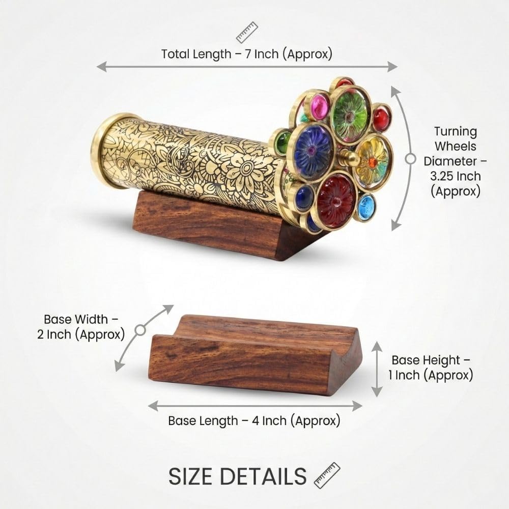 Lacquered Brass Kaleidoscope with Floral Turning Wheels view 4