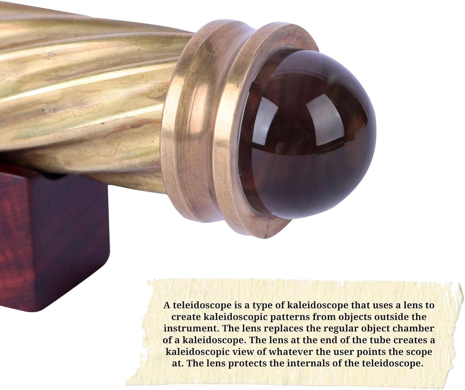 Spiral Brass Teleidoscope with Marble Lens view 3