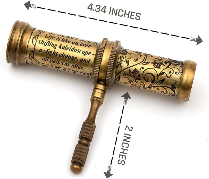 Vintage Brass Kaleidoscope with Wooden Display Stand view 4