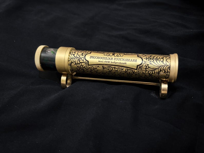 Vintage Brass Kaleidoscope with Display Stand view 3