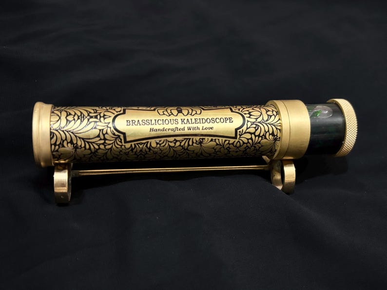 Vintage Brass Kaleidoscope with Display Stand view 4