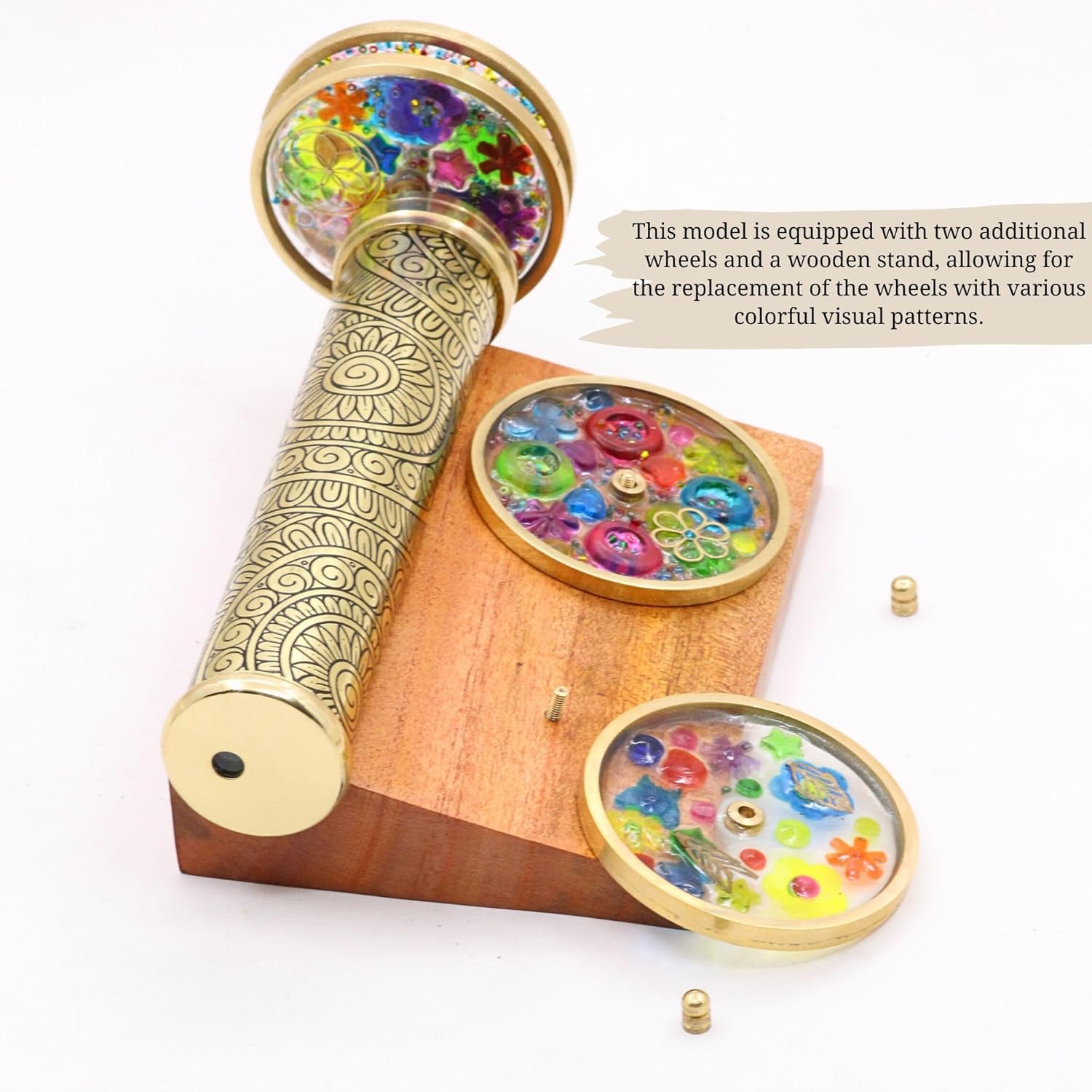 Etched Brass Kaleidoscope with Two Interchangeable Wheels view 6