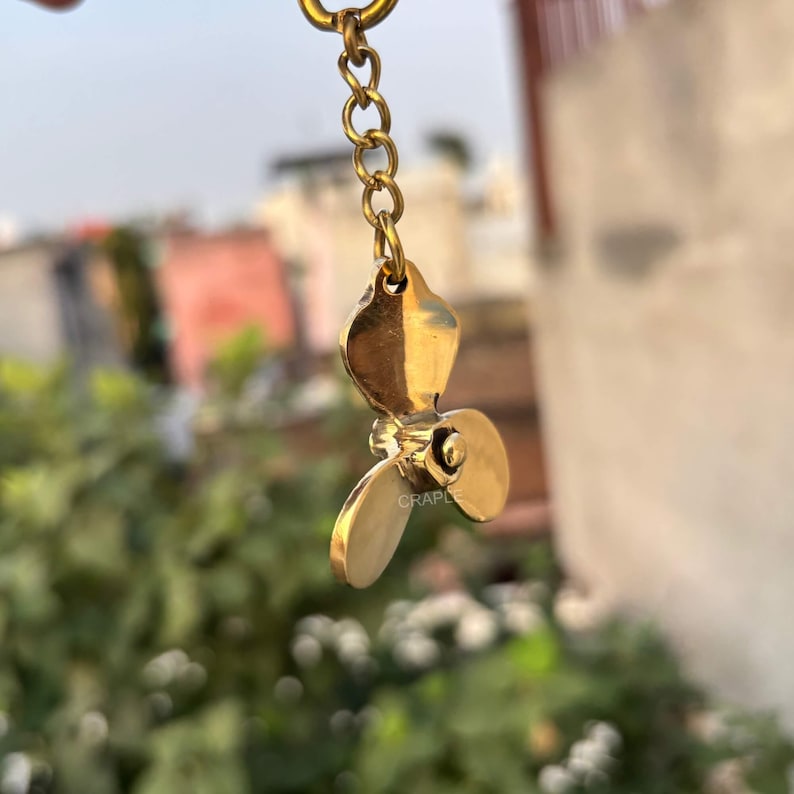 Vintage Brass Propeller Keychain view 5