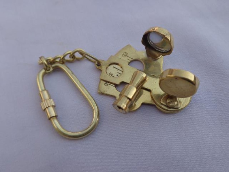 Vintage Brass Sextant Keyring view 2