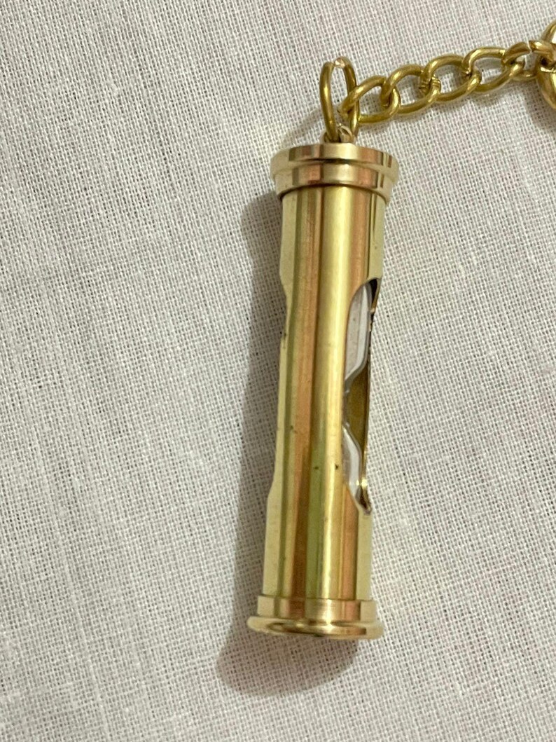 Mini Brass Sand Timer Keychain view 3