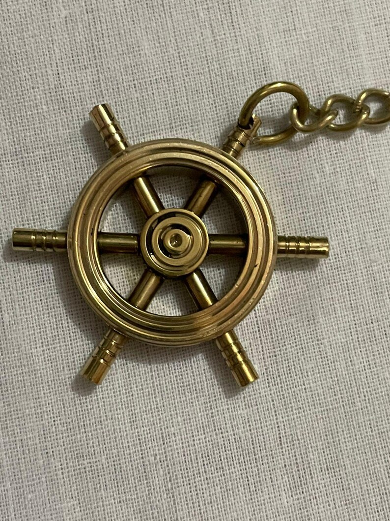 Brass Ship Wheel Keychain view 4