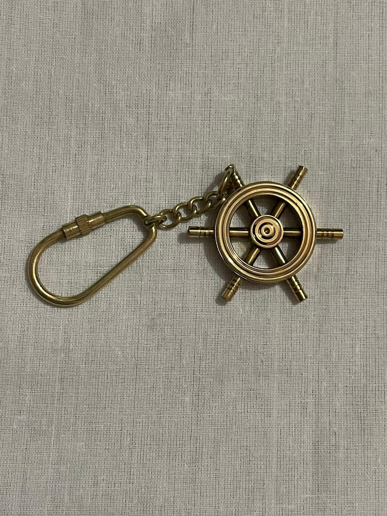 Brass Ship Wheel Keychain view 6