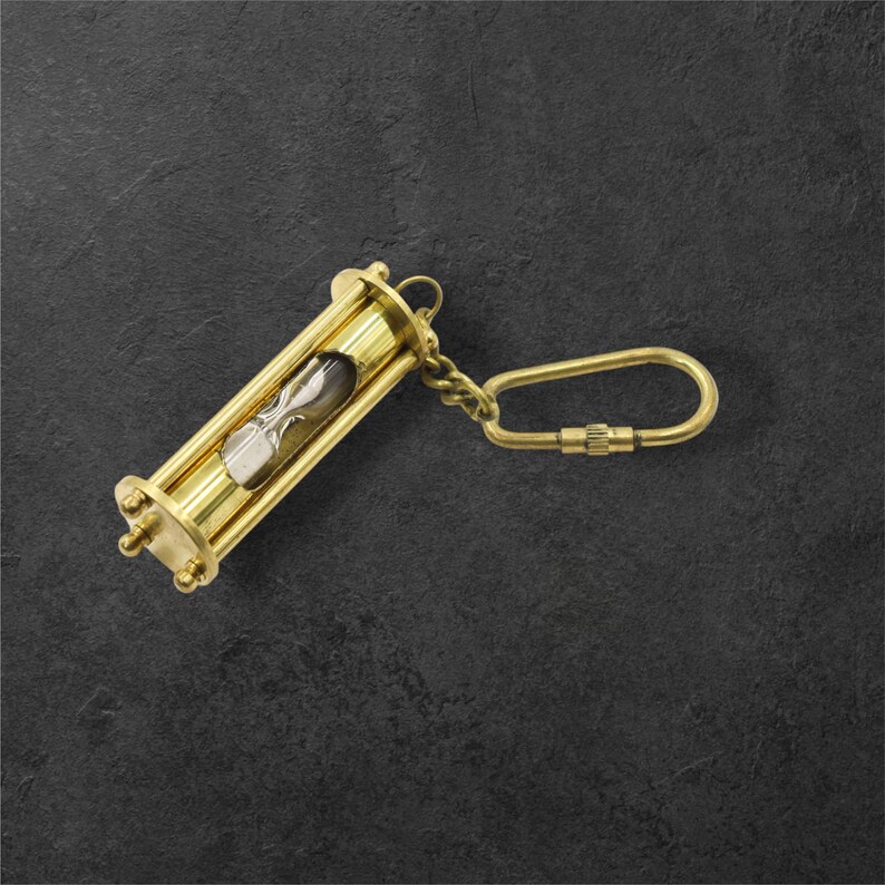 Brass Hourglass Keychain view 4