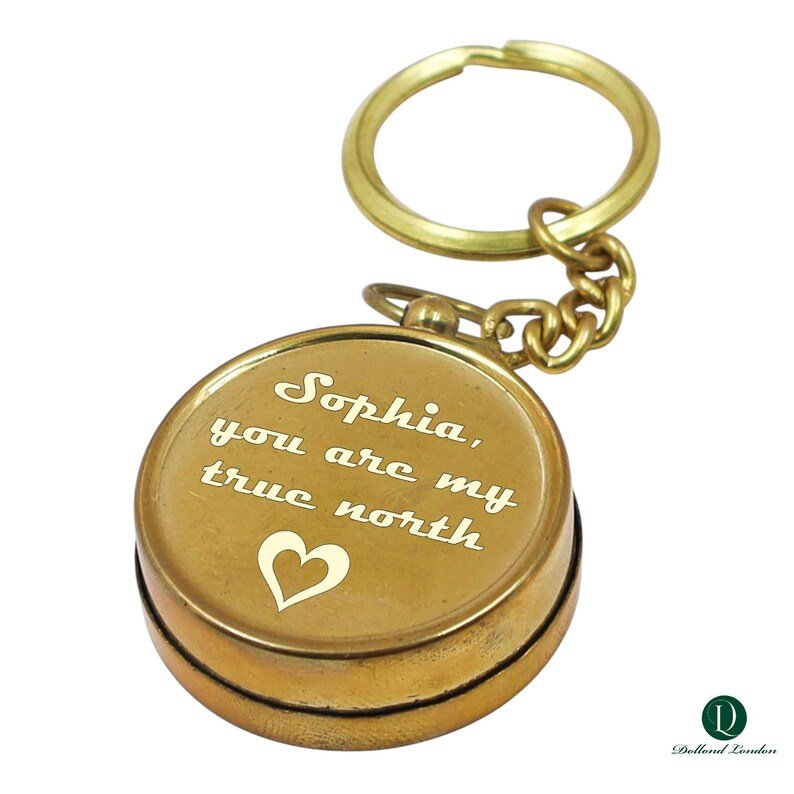 Brass Compass Keychain view 9