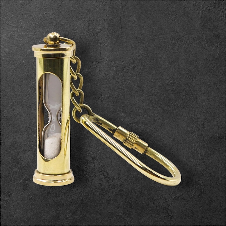 Brass Sand Timer Keyring view 2