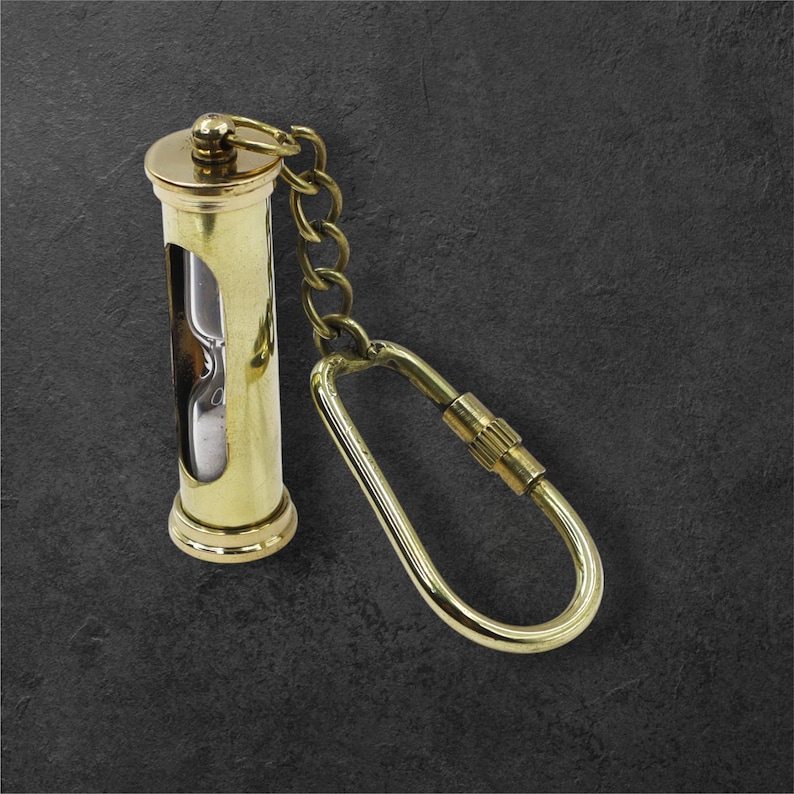 Brass Sand Timer Keyring view 3