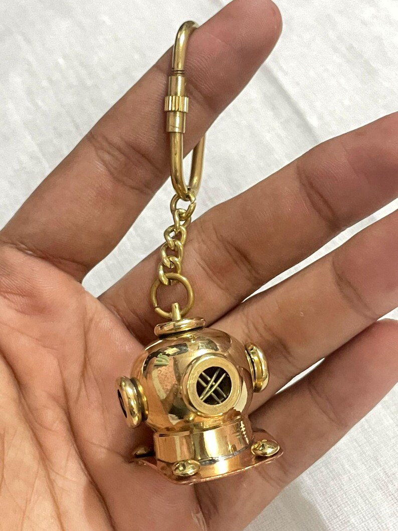 Brass Diving Helmet Keychain view 2