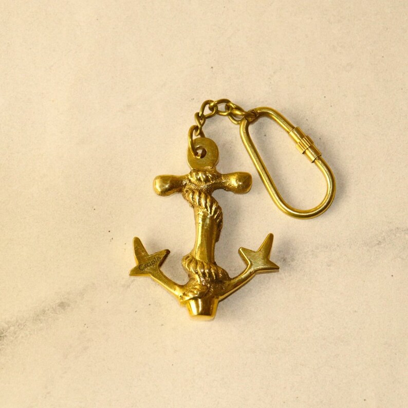 Handcrafted Brass Anchor Keychain view 4