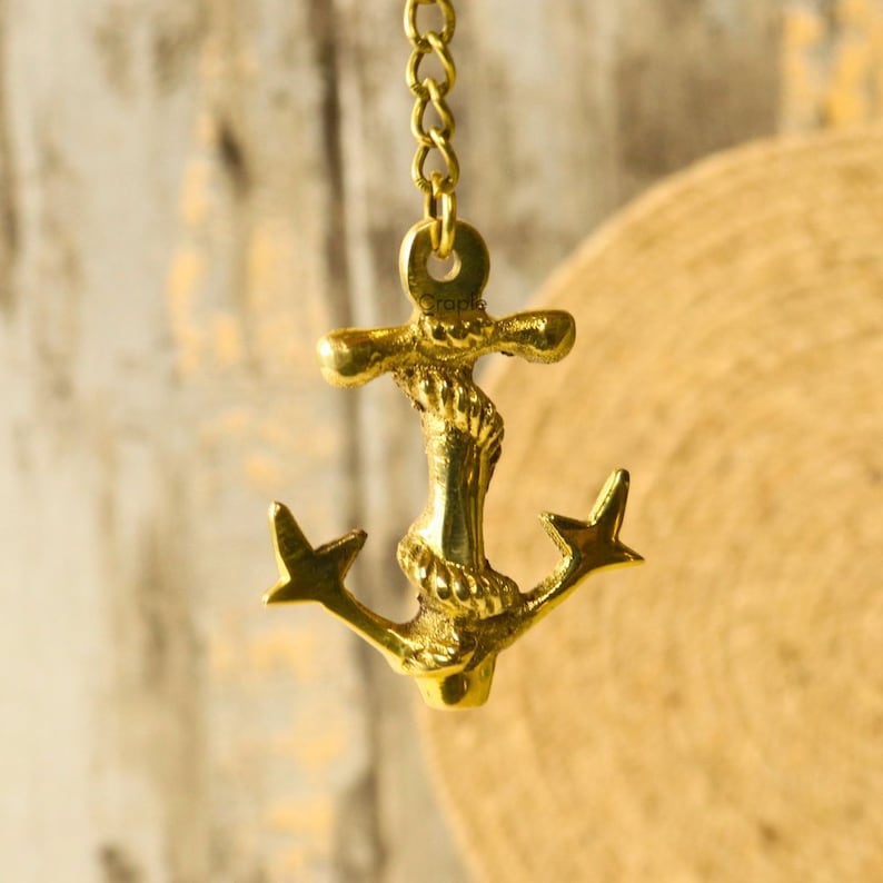 Handcrafted Brass Anchor Keychain view 6