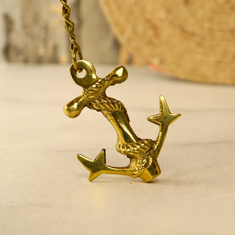 Handcrafted Brass Anchor Keychain view 9