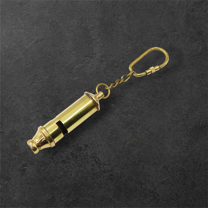 Brass Metropolitan Police Whistle Keychain view 2