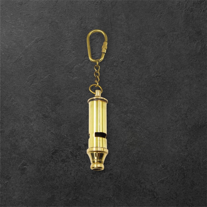 Brass Metropolitan Police Whistle Keychain view 4