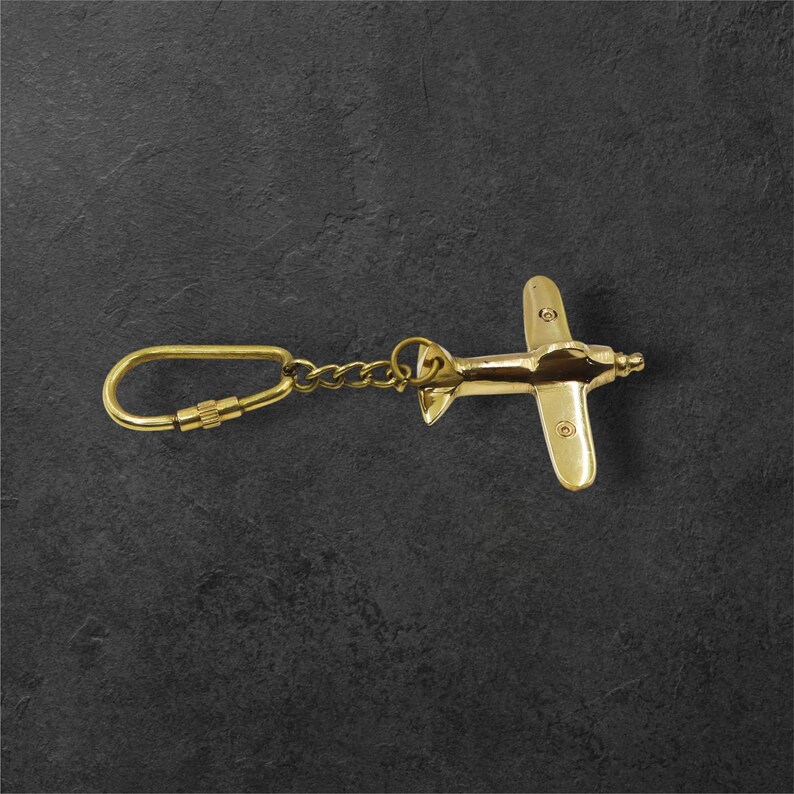 Vintage Brass Airplane Keyring view 5