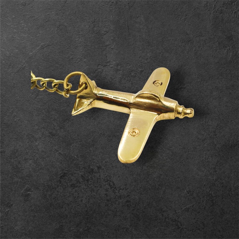 Vintage Brass Airplane Keyring view 6