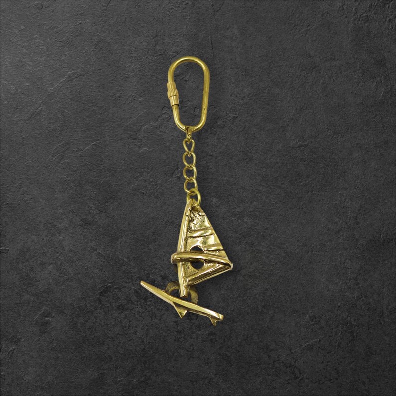 Brass Windsurfing Board Keyring view 5