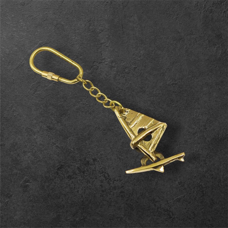 Brass Windsurfing Board Keyring view 6