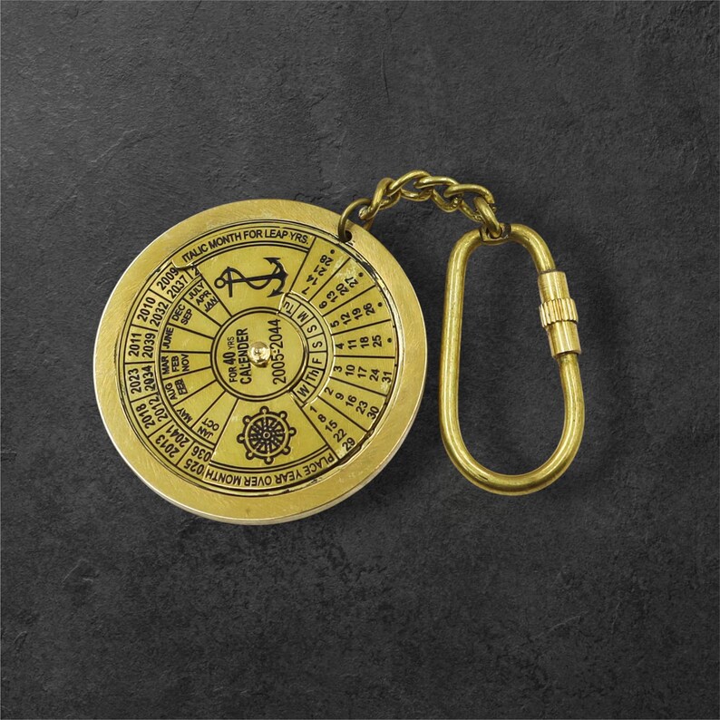 Brass Perpetual Calendar Keyring view 2