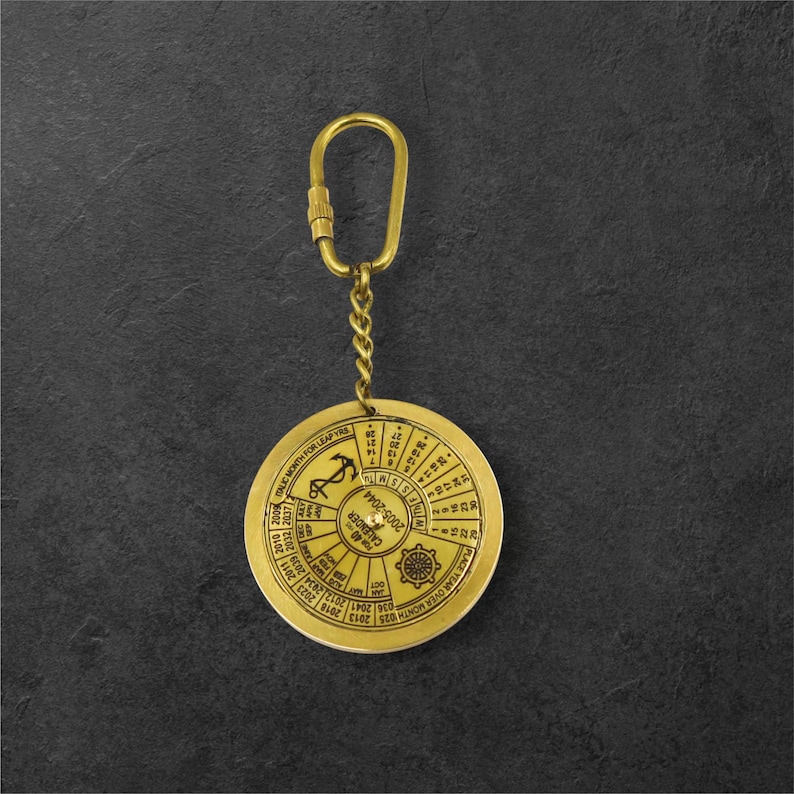 Brass Perpetual Calendar Keyring view 7
