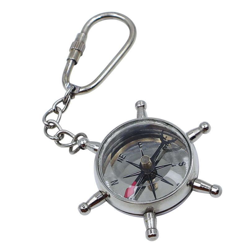 Brass Ship Wheel and Compass Keychain view 11