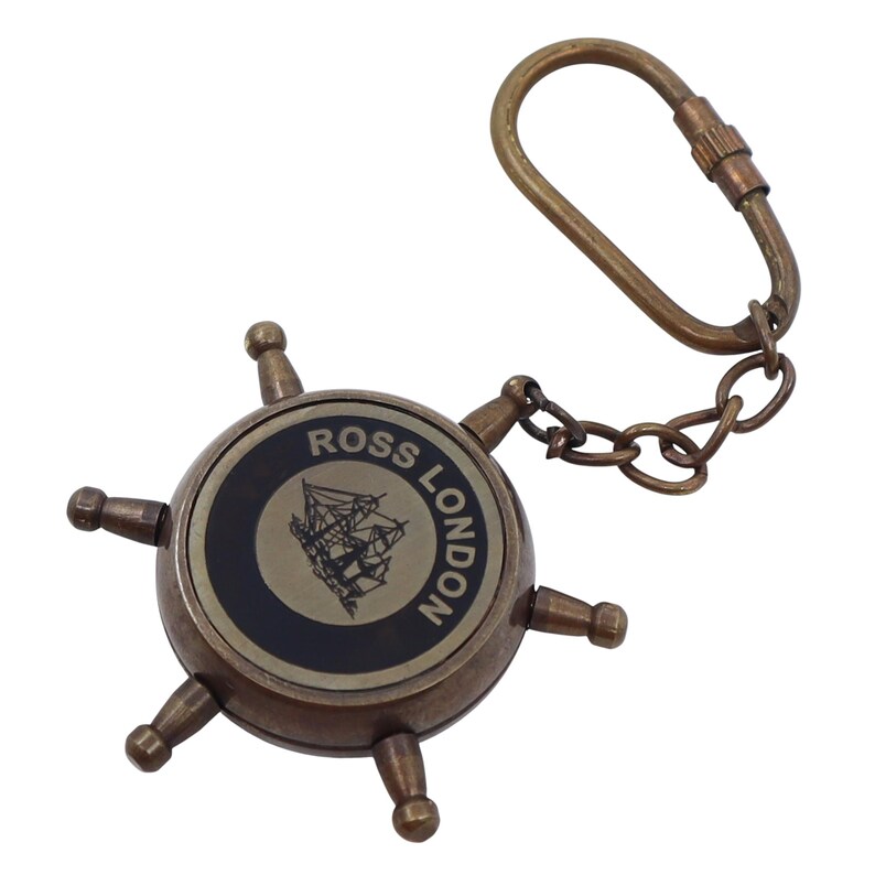 Brass Ship Wheel and Compass Keychain view 17