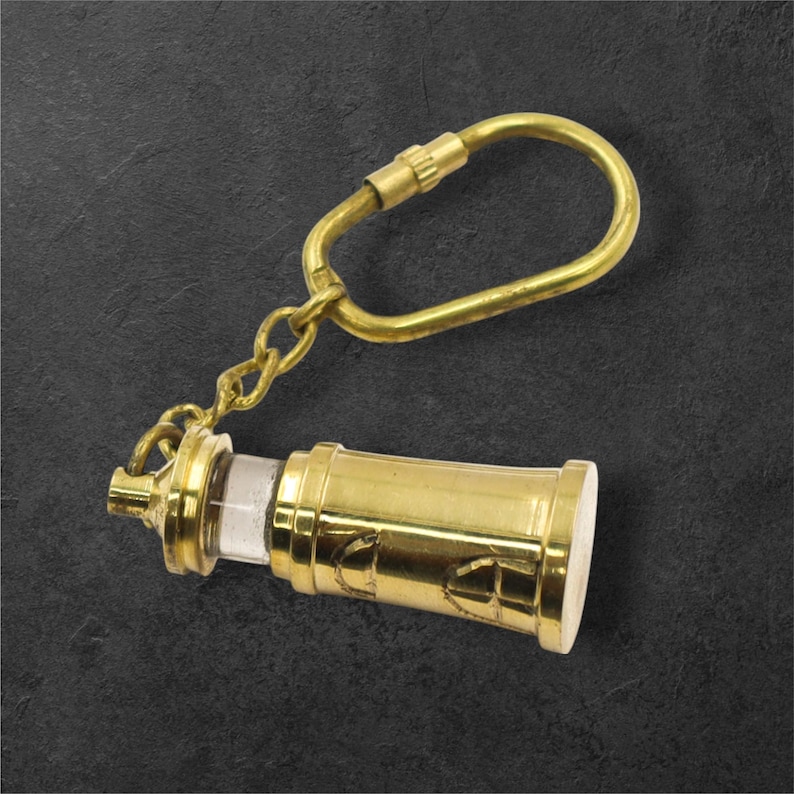 Brass Lighthouse Keyring view 2